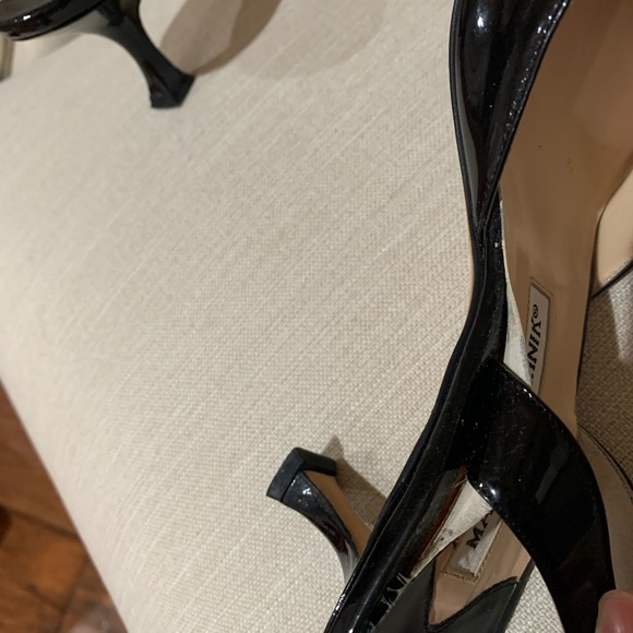 Manolo Blahnik Black Patent Slingbacks - Picture 10 of 14